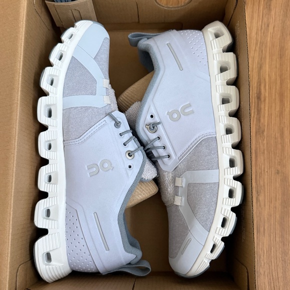 On Cloud 5 Terry – Women’s 8.5 – Heather/White – Brand New - Picture 1 of 8